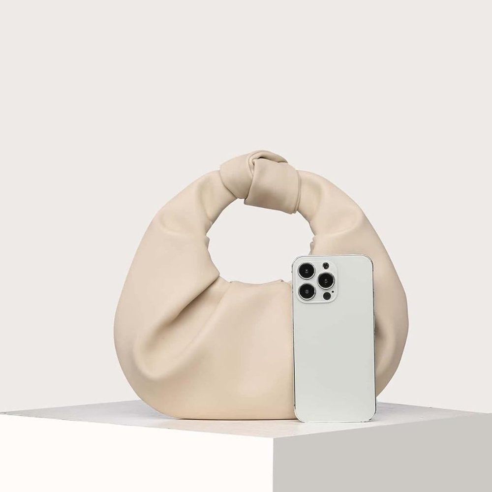 Ruched Women’s Handbag in Apricot - Picture 2 of 8